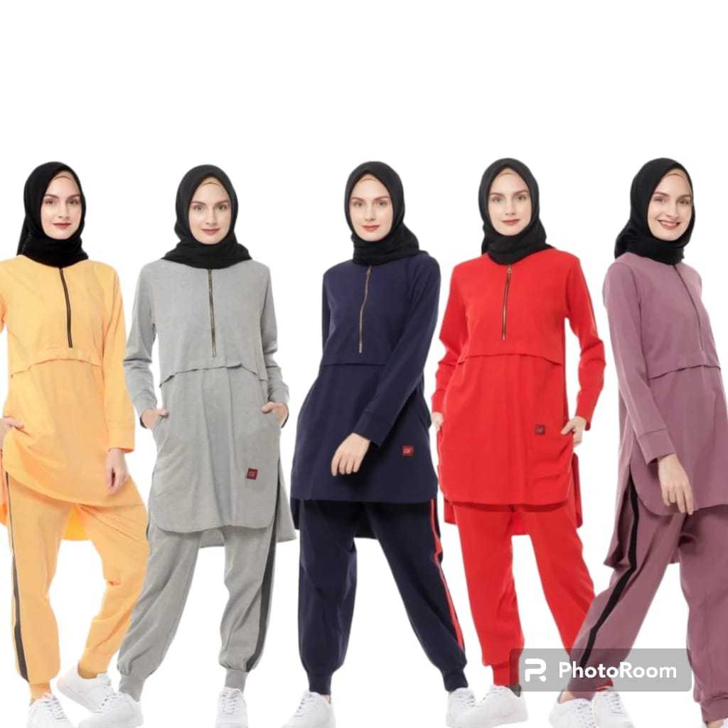 Setelan Kaos Olahraga Wanita Muslim Kekinian Setelan Sport Senam Zumba Jogging Gowes