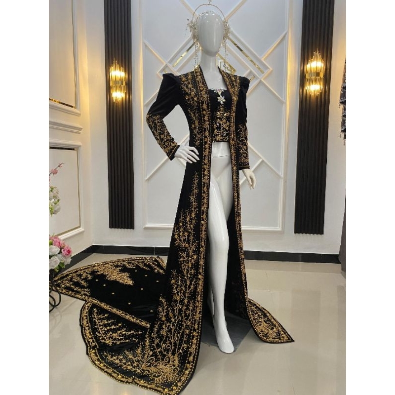 GAUN PENGANTIN BELUDRU MEWAH MODERN//GAUN PENGANTIN ADAT JAWA FULL PAYET