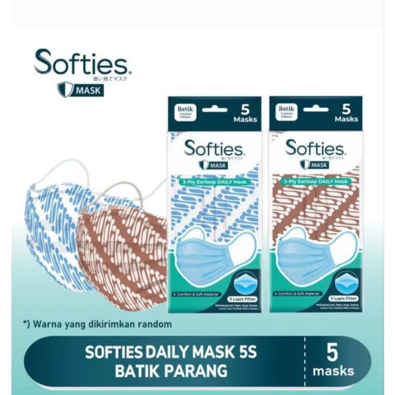 Softies mask daily & surgical motif batik sacset isi 5 pcs