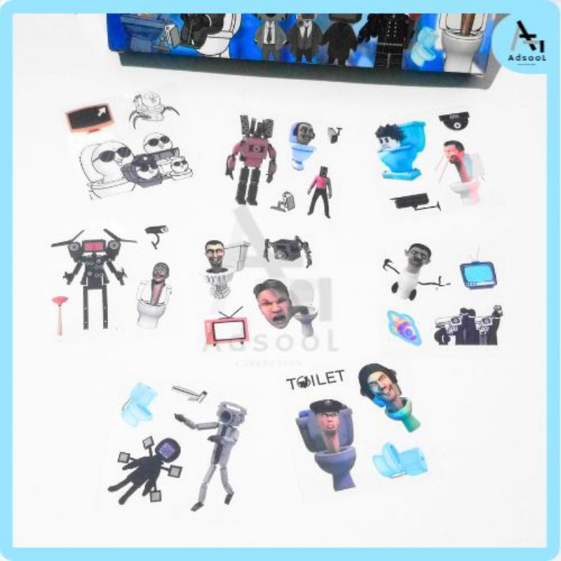 

Sticker Anak Karakter SKIBIDI TOILET Lucu Korea Aesthetic Ecer Isi 5 Lembar/10 Lembar Waterproof Murah