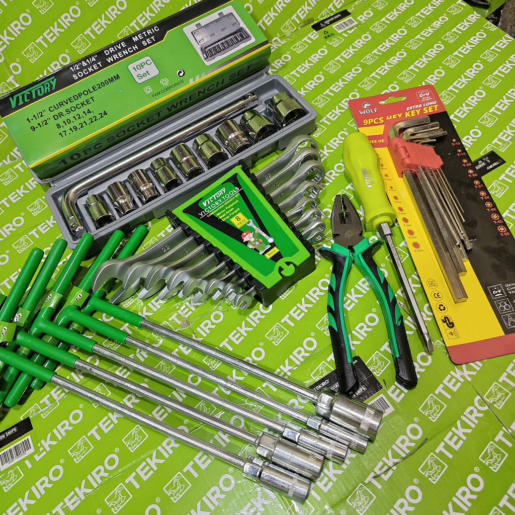 Promo Paket Lengkap Murah / Alat Kunci Motor / Alat Bengkel / Kunci Pas / Sok Shock / Tools Set VICT