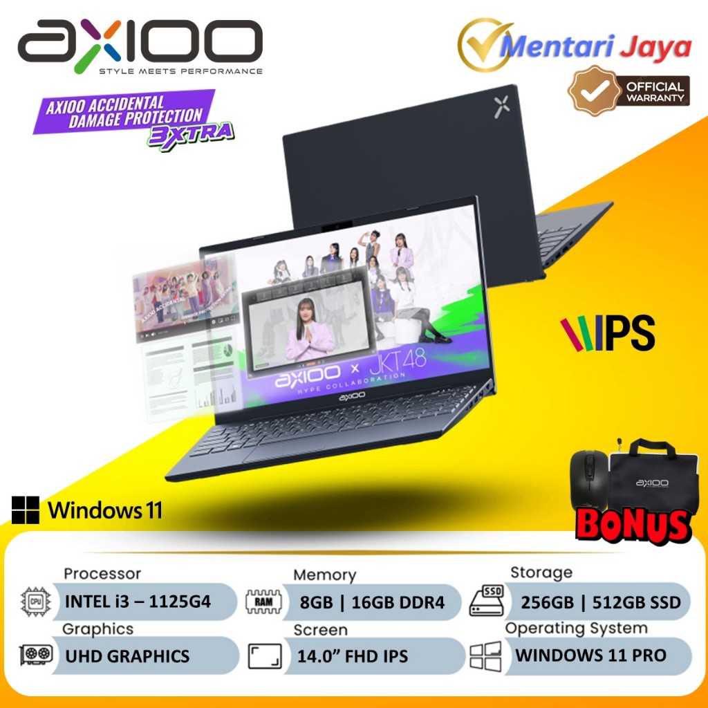 Laptop Axioo Hype 5 Hype 3 Intel Core i5 Core i3 8GB 512GB SSD 14 Inch FHD IPs Windows 11 Pro
