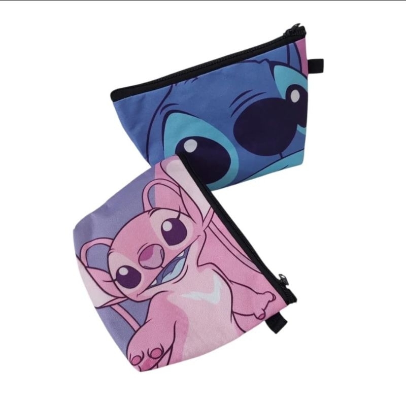 Pouch Kosmetik or Make up Stitch Blue Angel Lilostitch Serba Guna