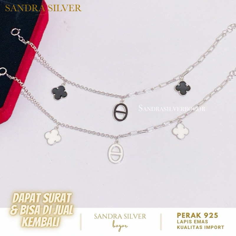 Gelang Perak 925 variasi mainan cat lapis emas putih