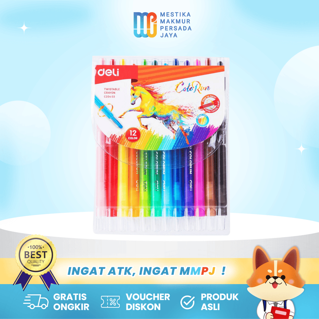 

Deli Crayon 12 Warna Twistable - Krayon Anti Air & Anti Patah EC20403