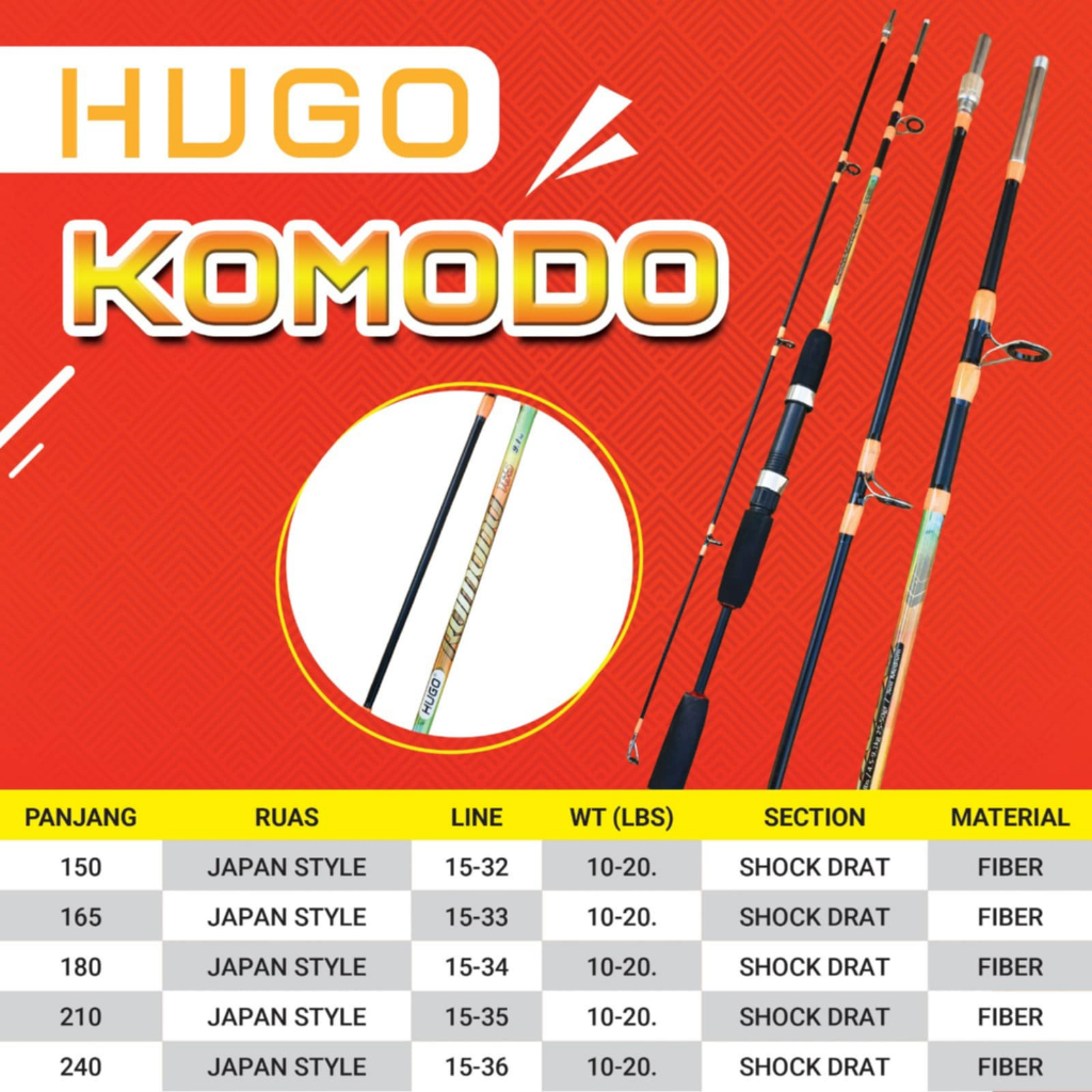 Joran Pancing Hugo Komodo 150 180 165 210 Joran Pancing Drat