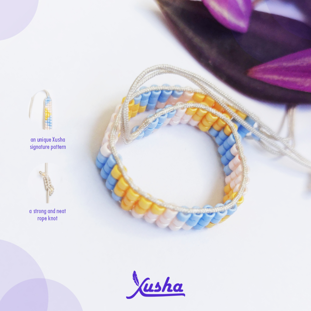 Xusha Brinda - Gelang Panjang Manik Kristal Warna-warni Aksesoris Wanita Pria Premium