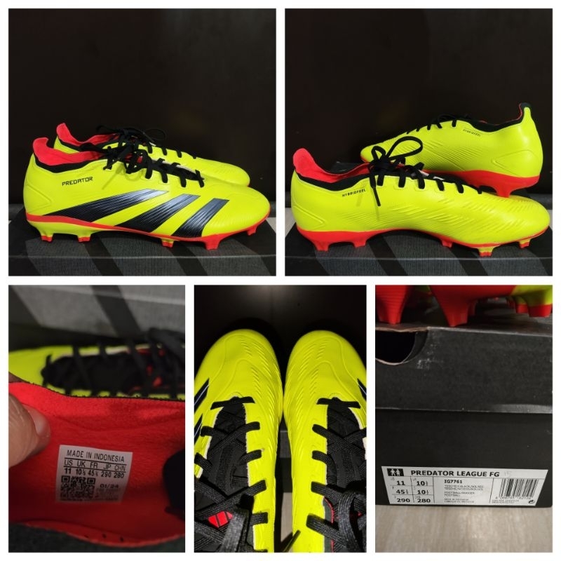 sepatu bola football adidas predator league FG yellow size 45 1/3 langka rare