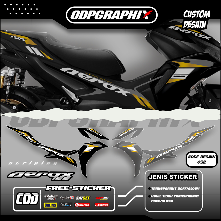 STIKER STRIPING TRANSPARAN AEROX NEW 155 FACELIFT LIS STICKER UV BAHAN MAX DECAL PREMIUM WARNA BIRRU