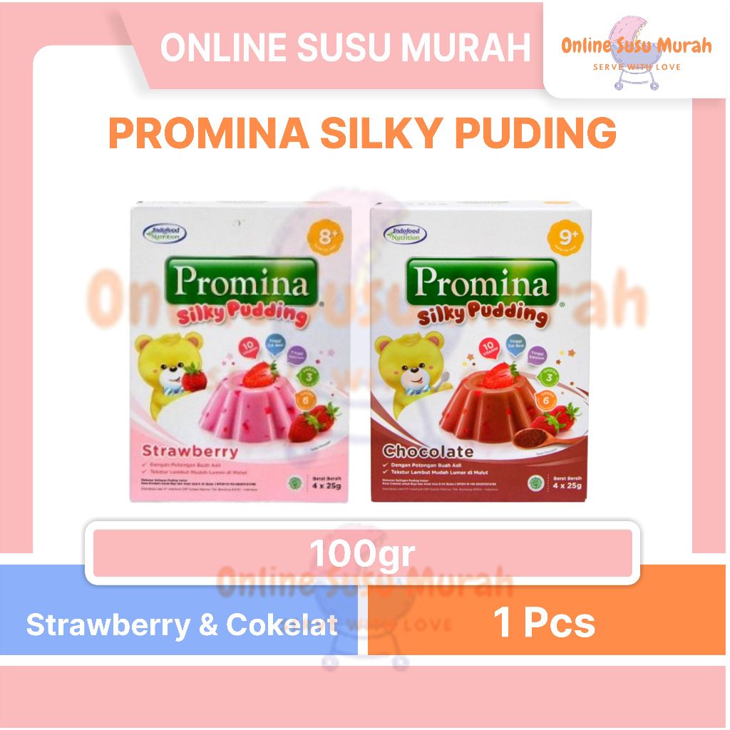 PROMINA SILKY PUDING 100GR SNACK PUDDING BAYI 100 GR 8 BULAN KEATAS 8+ 8 + PRLA