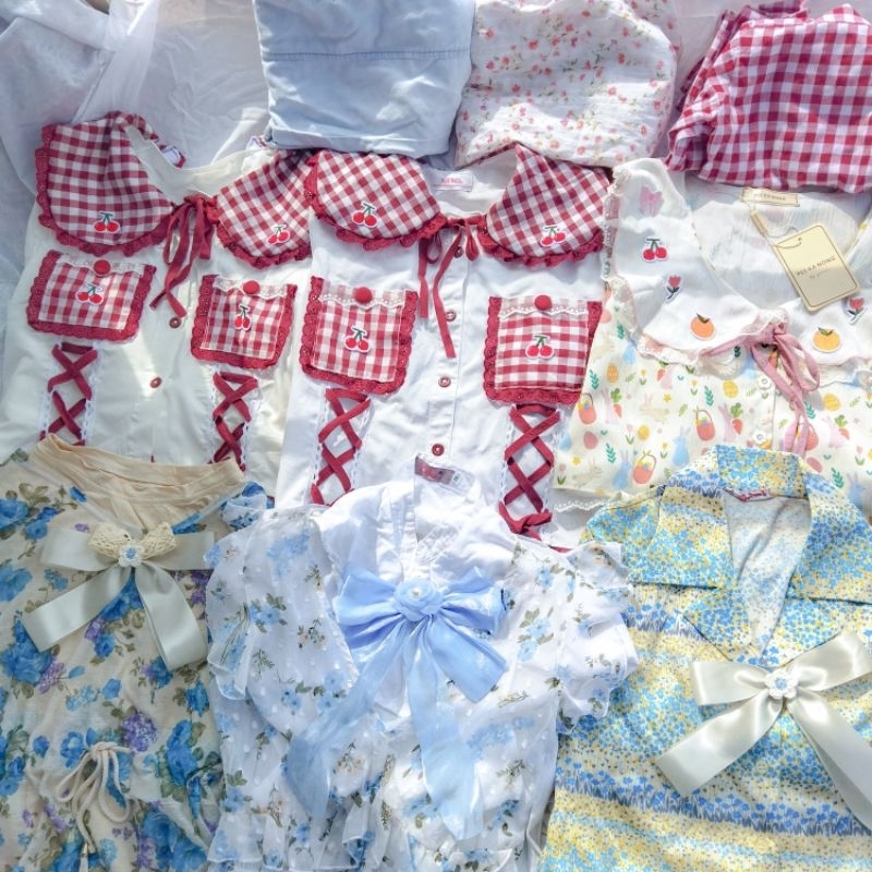 (cek deskripsi) atasan wanita oneset cardigan dress kemeja top coquette y2k igari shoujo grunge fair