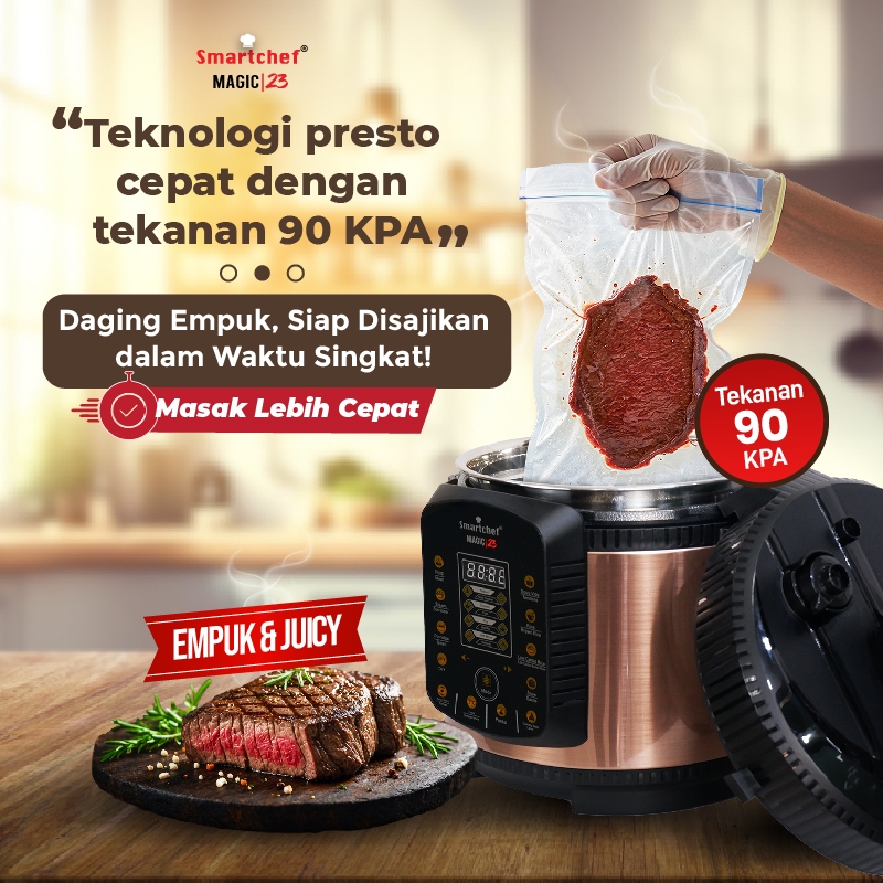 SMART CHEF Presto Listrik Low Carbo Slow Cooker Pressure Cooker Kukusan Alat Dapur Peralatan Masak S