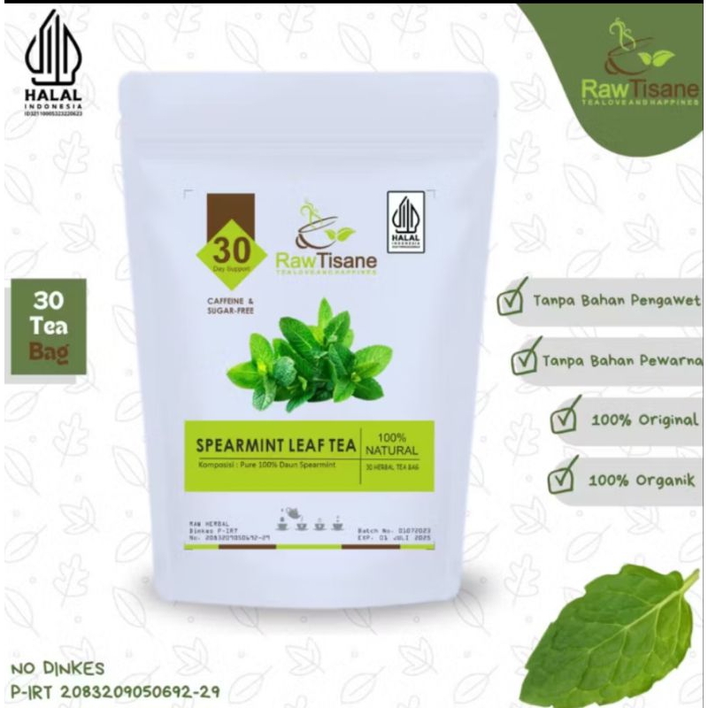 

RAW TISANE Spearmint Leaf Tea: Teh Daun Spearmint Isi 30 Tea Bag