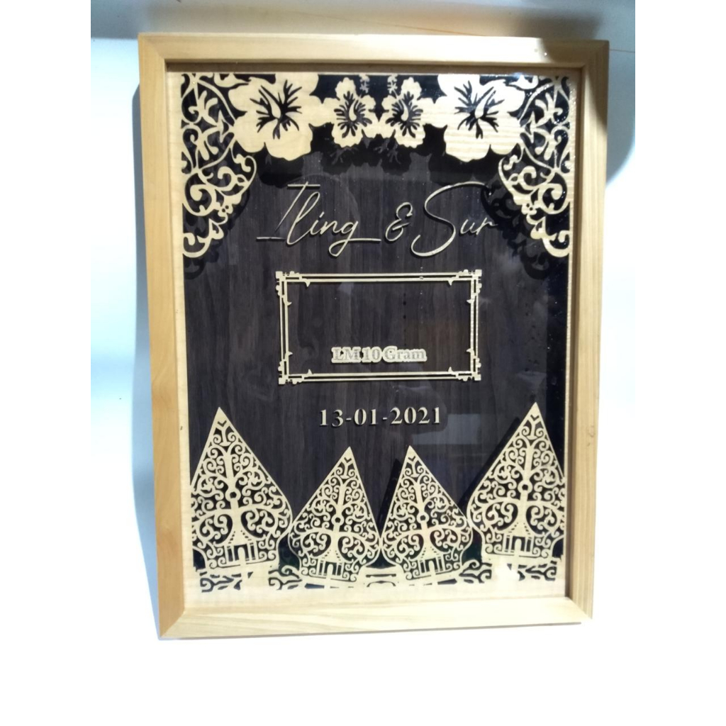 Bingkai mahar Pernikahan / Mahar Lasercut / Bingkai Mahar Wayang Budaya