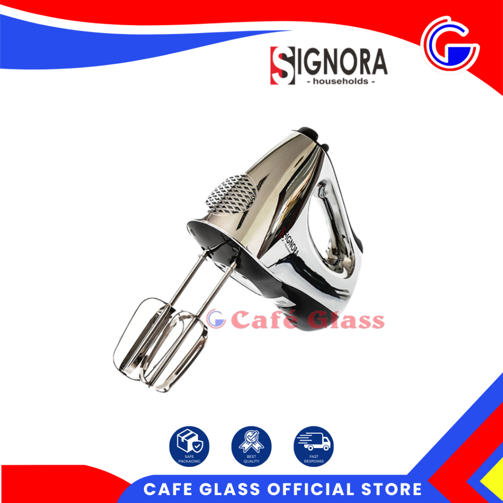 HAND MIXER LISTRIK KUE SIGNORA CHROME - 5 SPEED + WHISK SPIRAL + HADIAH