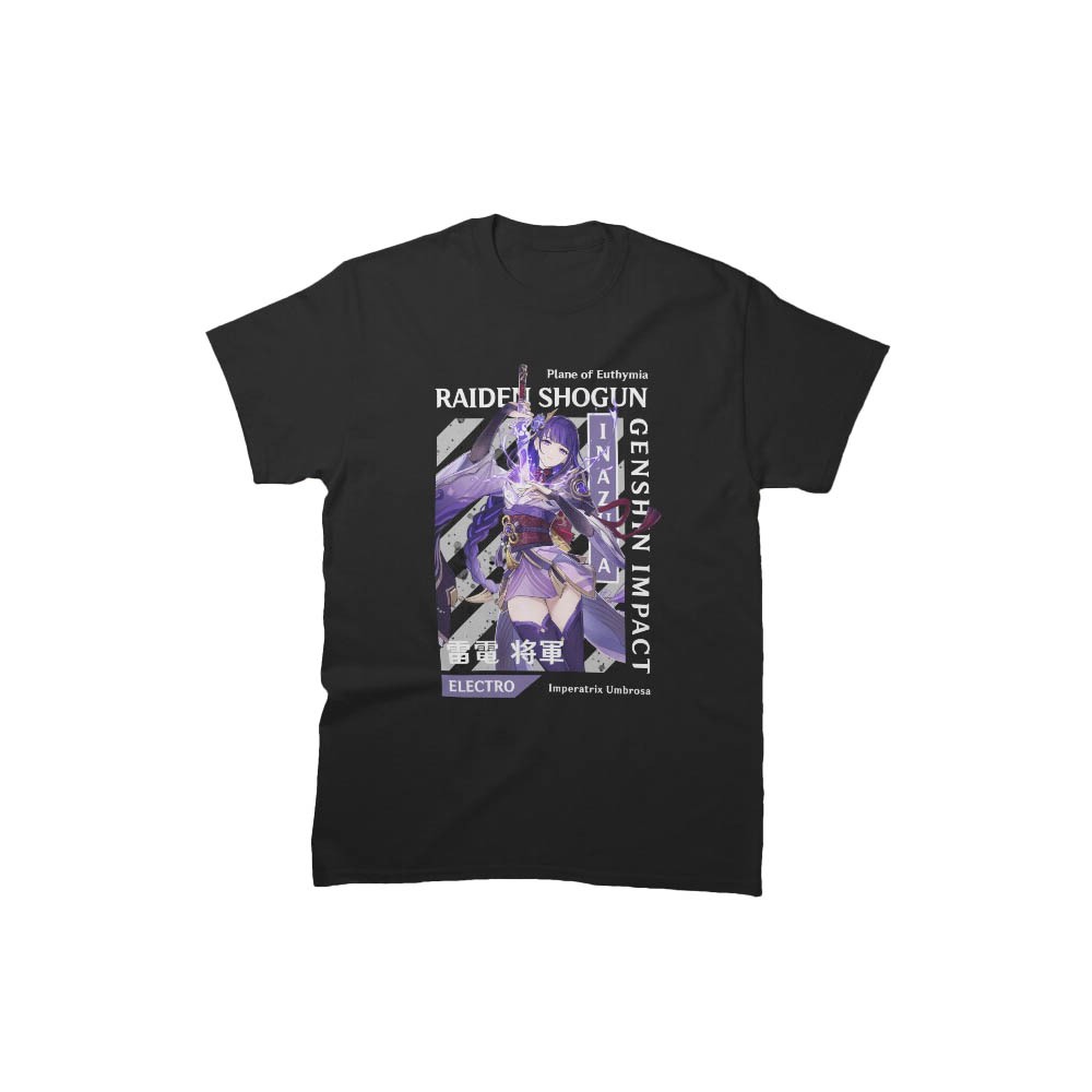 Kaos Baju Genshin Impact Raiden Shogun  - 100% Cotton t-shirt Premium Grade