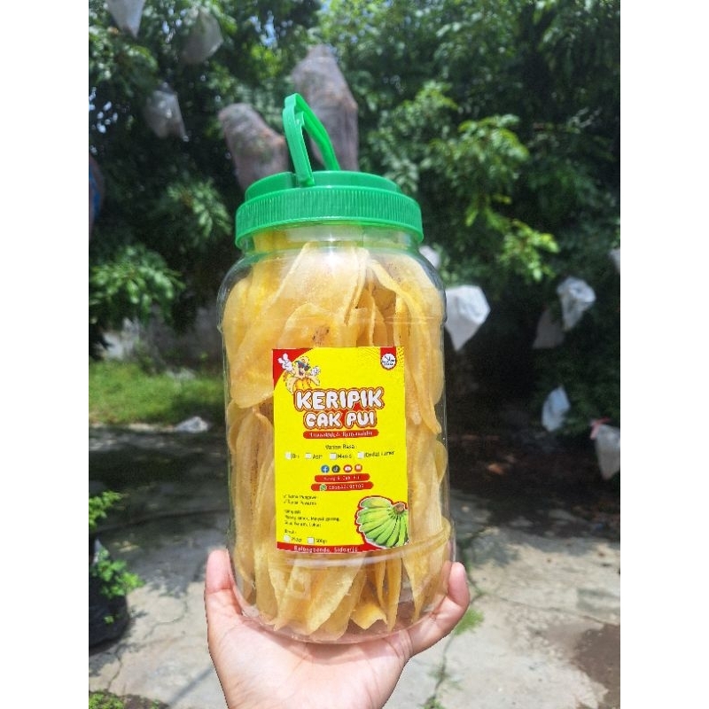 

Keripik Cak Pui pisang kepok asli rasa asin toples