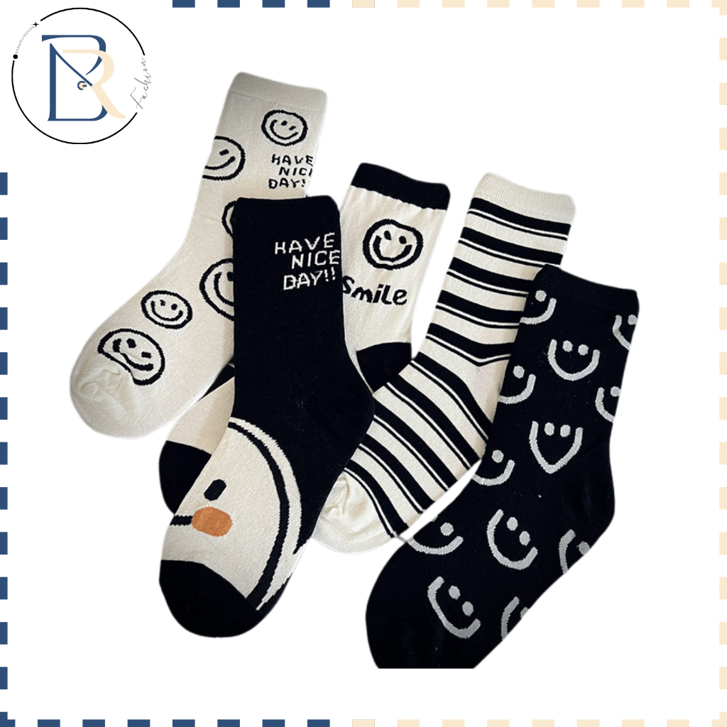 Bra Girl Fashion | Kaos Kaki Wanita Korea Motif Smile