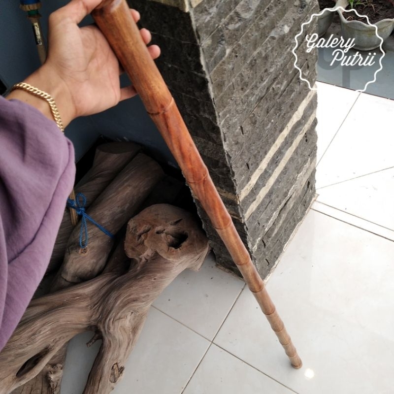 TONGKAT JALAN 1 METER TONGKAT JALAN KAYU BIDARA UKIR BAMBU
