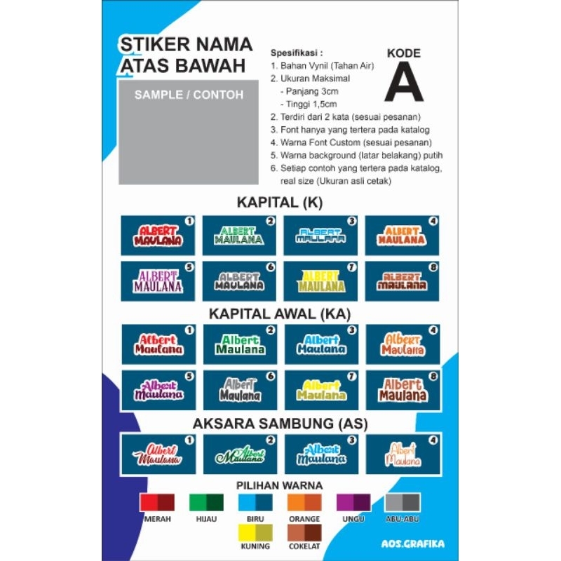 

STIKER NAMA ATAS BAWAH 15 PCS | STIKER SERBA GUNA, TAHAN AIR DAN TIDAK MUDAH LUNTUR
