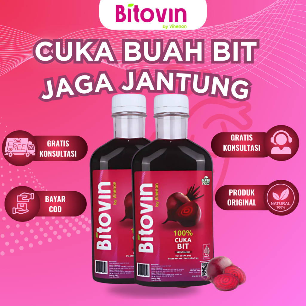 Cuka Buah Bit BITOVIN Solusi Ampuh Jaga Jantung Tetap Sehat Paket 2 Botol Halal BPOM Bisa Bayar Dite