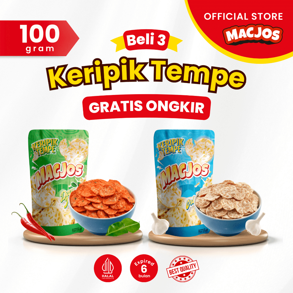 

MACJOS Cemilan Keripik Tempe - Isi 80gr Beli 4 Hemat Banyak