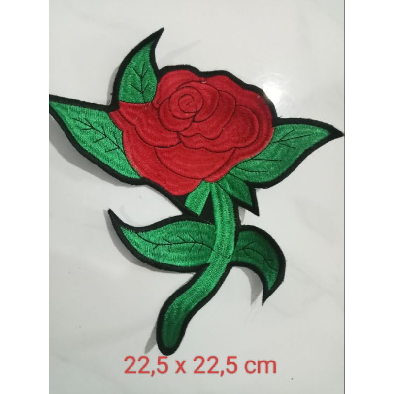 backpatch bordir mawar rose besar tempelan baju