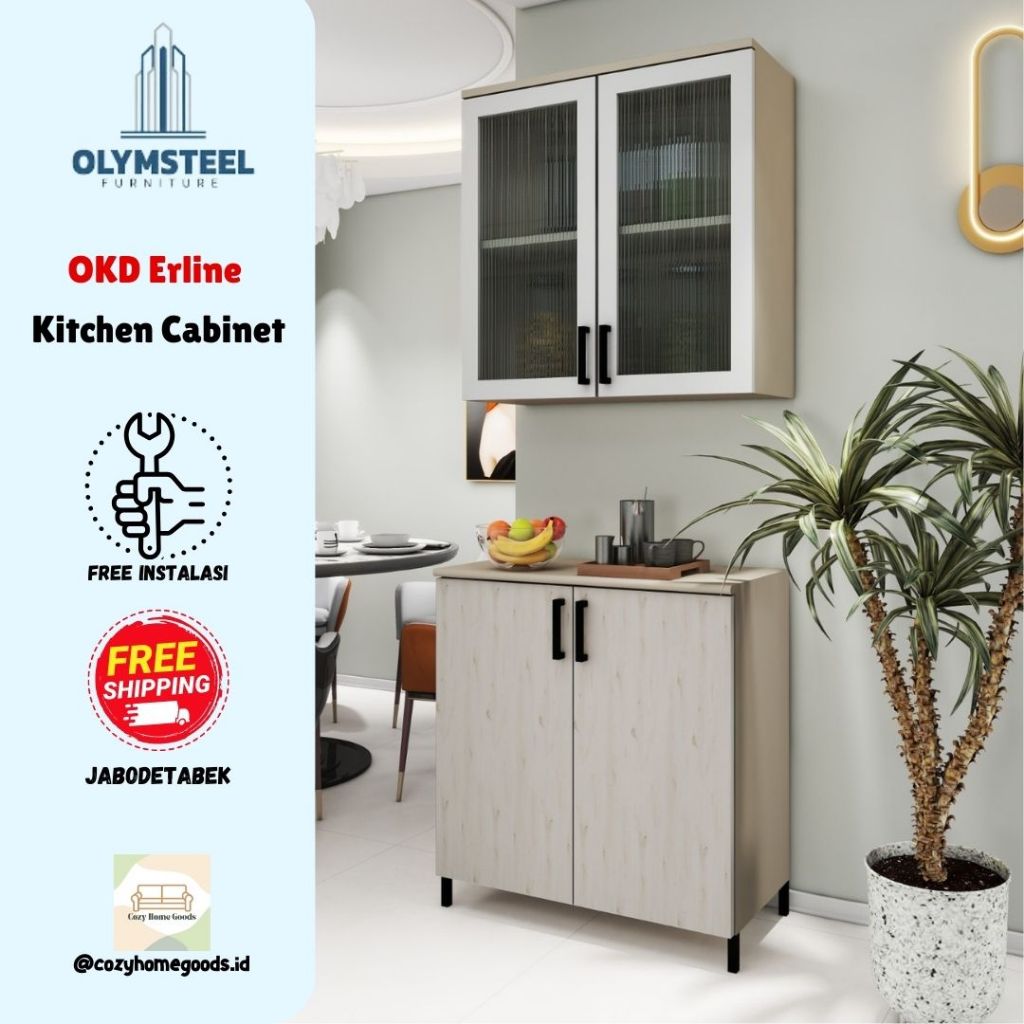 Olymsteel Olympic Kitchen Set Kitchen Kabinet Lemari Dapur Atas/Bawah Besi Lemari Piring