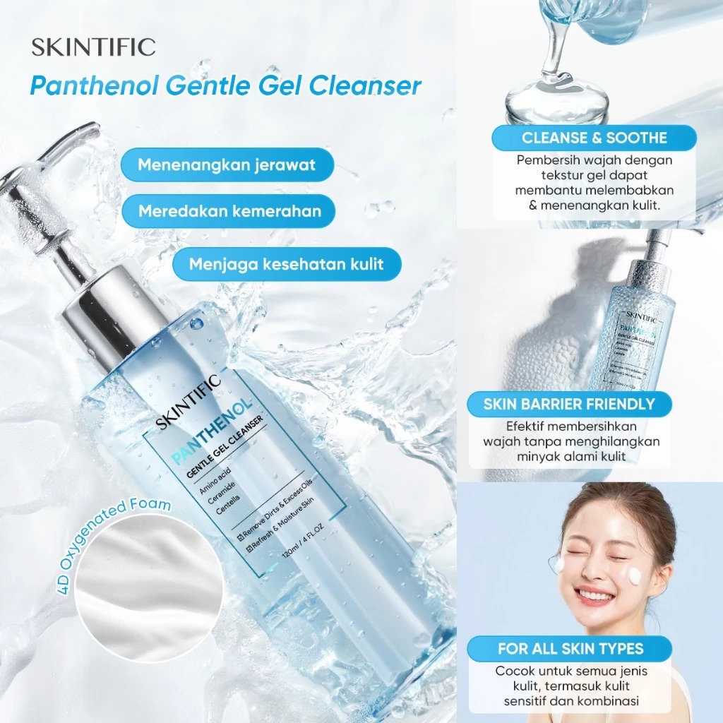 Skintific Panthenol Gel Cleanser Facial Wash Acnes Face Wash Sabun Cuci Muka Acner Glowing Barrier A
