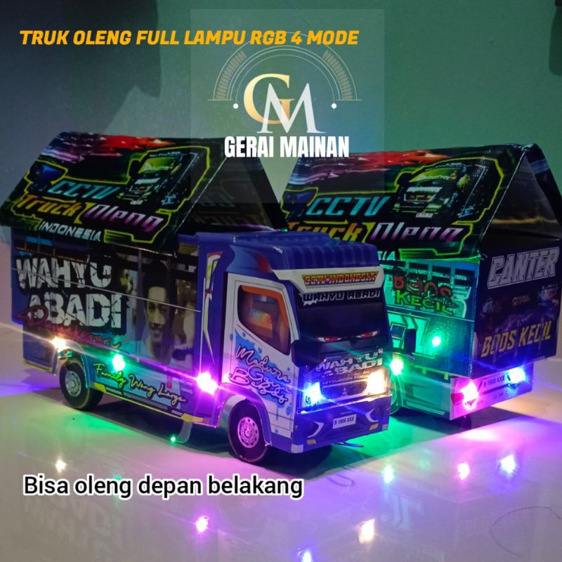 Truk Oleng Mainan Miniatur Truk ada lampu dan terpal