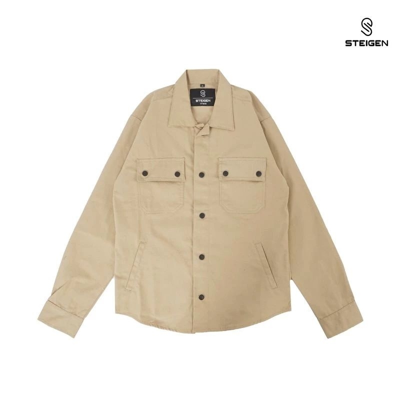 Trucker Canvas V1 Cream - Jacket Trucker Pria Polos Outwear - Jacket Semi Parka Pria Fit Nyaman