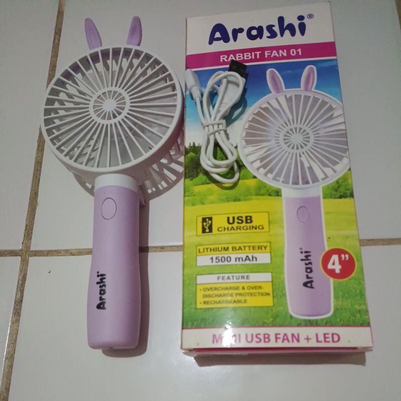 Kipas Angin Tangan Kipas angin Genggam Portable ARASHI Rabbit Fan 01 sistem cas