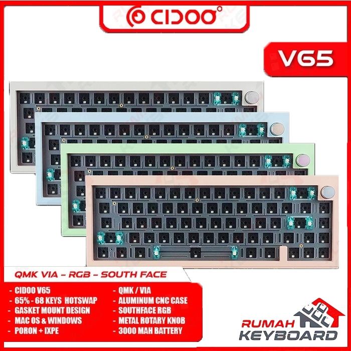 CIDOO - V65 - 66 Keys - Gasket - South - Barbone - Mechanical Keyboard