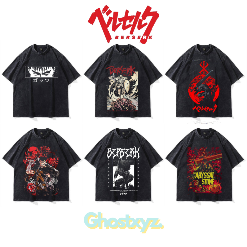 Ghostxyz T-Shirt Berserk Wash Oversize Vintage Tee Baju Kaos