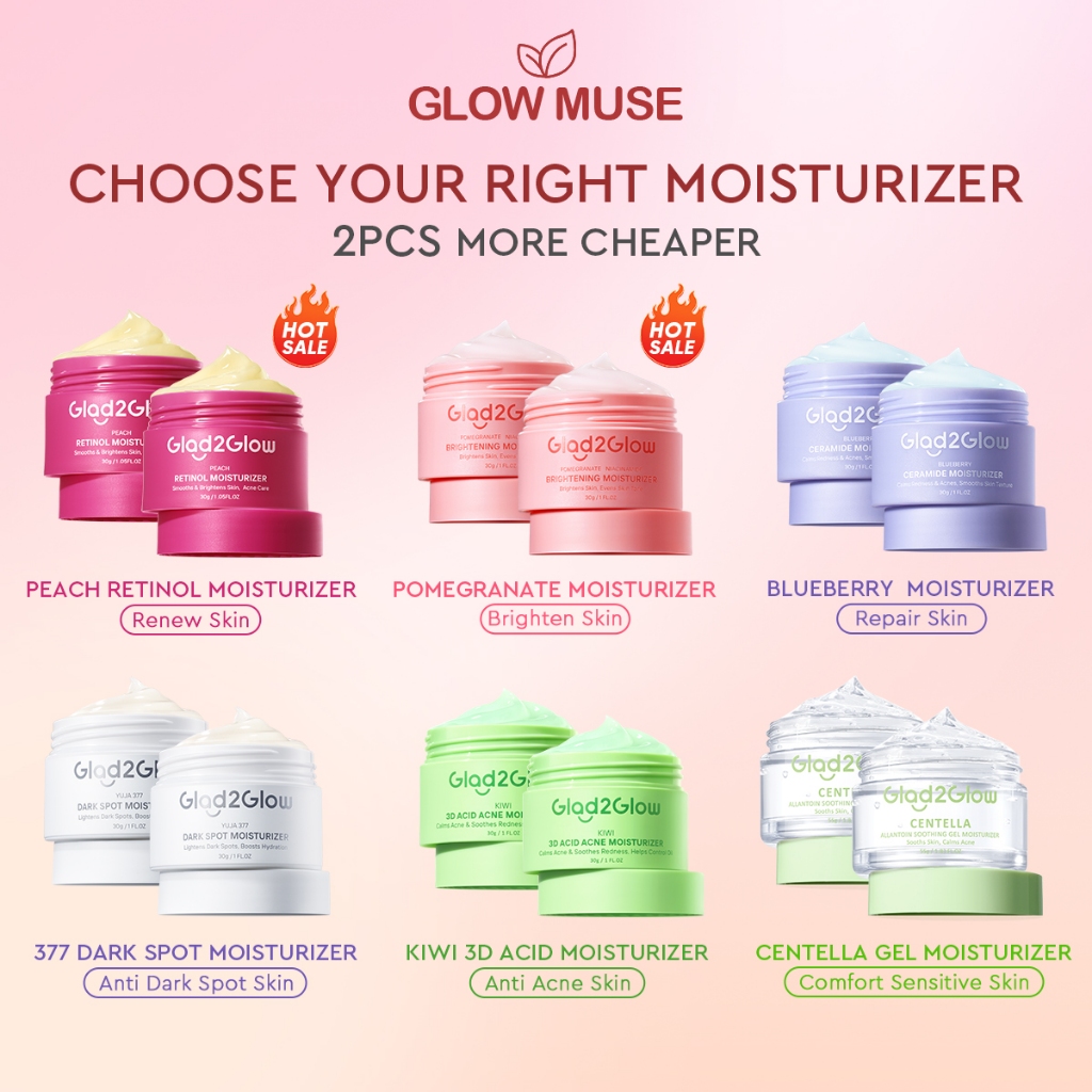 [100% ORI]Glad2Glow Moisturizer 2pcs Paket Skincare -Pomegranate brightening moisturizer/Blueberry m