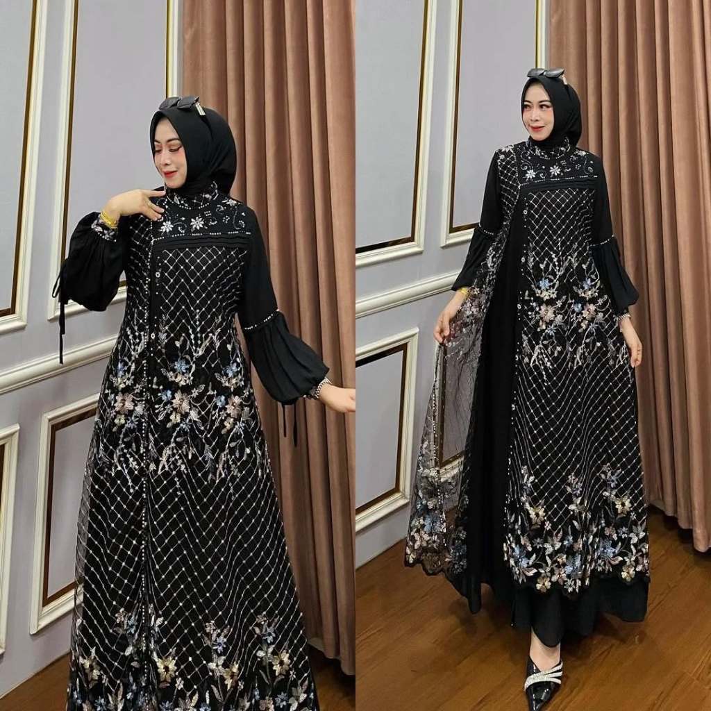 Baju Gamis Lebaran 2025 Remaja Terbaru Mewah Kekinian Brokat Ready Ukuran Jumbo 3XL Bisa COD