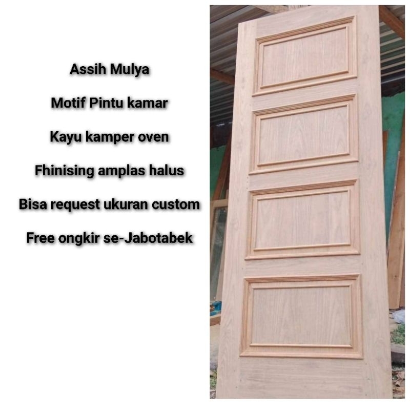 Daun pintu list timbul+kusen kayu kamper super oven