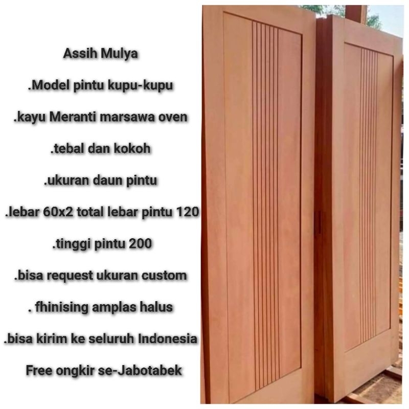 Daun pintu pintu kupu2 berikut kusen kayu Meranti marsawa oven