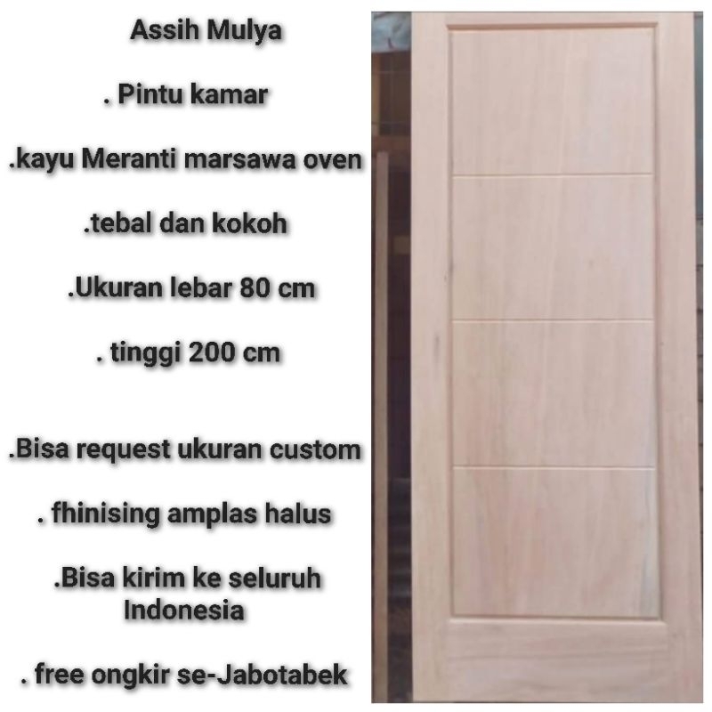 Daun pintu minimalis berikut kusen kayu Meranti marsawa oven