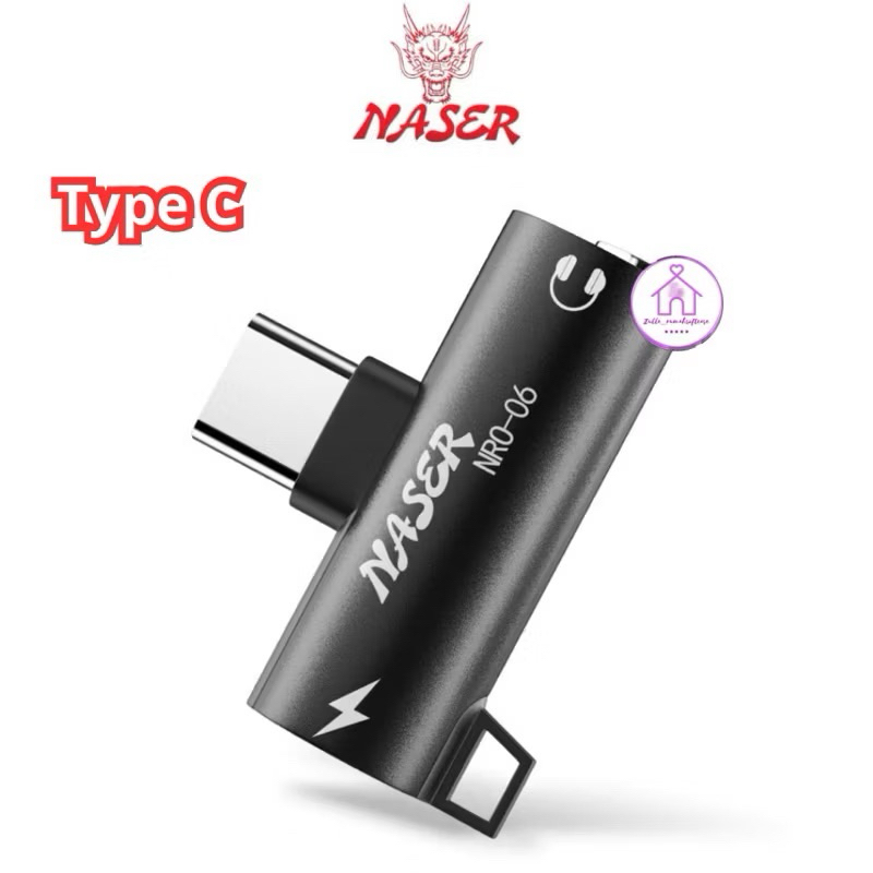 NASER OTG TYPE C TO 3.5MM AUDIO NRO-06 / OTG SPLITER CONVERTER 2in1 Sambungan Headset dan Charger Us