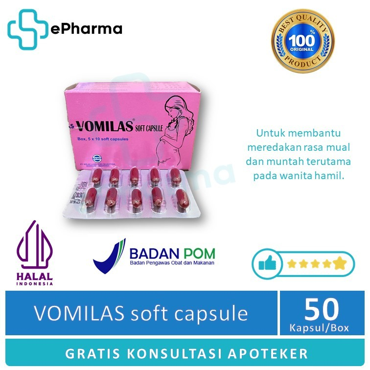 Vomilas Box dan Strip | Multivitamin mual muntah Ibu Hamil, Vitamin Bumil, Ekstrak jahe