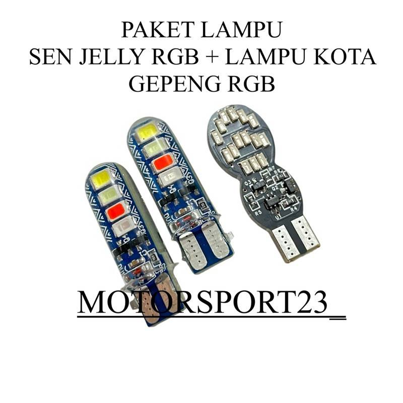 Paket lampu hemat Lampu stop rem jelly batik rgb 2 biji plus lampu kota gepeng led kotak 1 biji Lamp