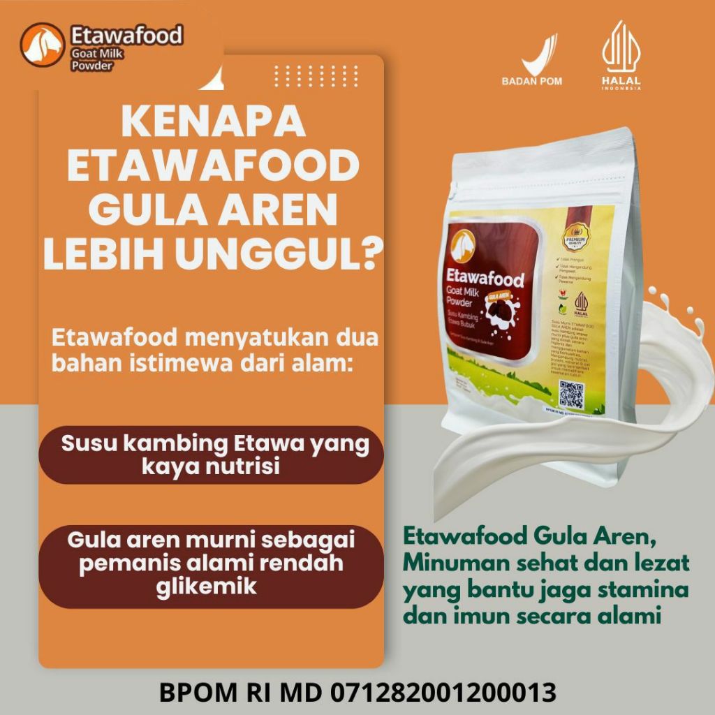 

ETAWAFOOD Gula Aren- Susu Kambing Etawa Bubuk Plus Gula Aren 1kg - Susu Kambing Etawa Bubuk