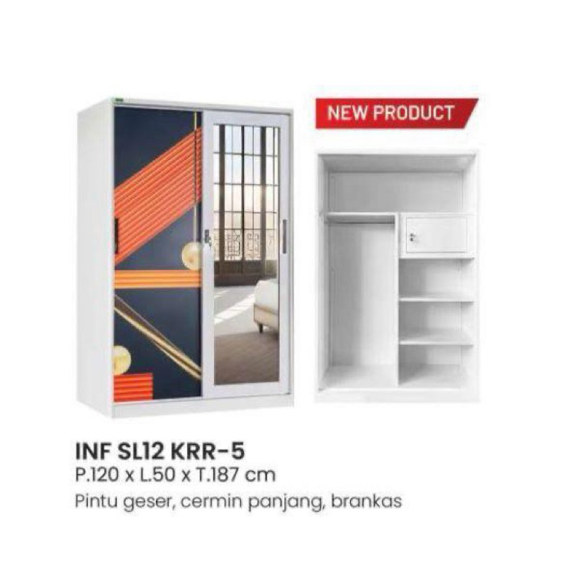 LEMARI PAKAIAN BAJU BESI SLIDING 120 KRR KARSINDO