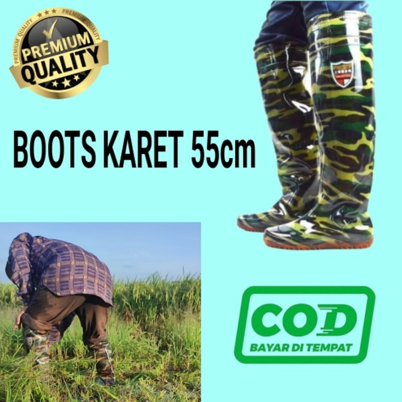 SEPATU BOOTS PRIA KARET PANJANG SAWAH ANTI KEONG ANTI AIR PRIA DEWASA 80CM DAN 55CM