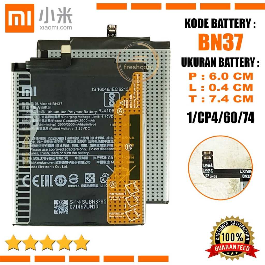 Baterai Original Xiaomi BN-37 BN37 BN 37 , Redmi 6 , Redmi 6A