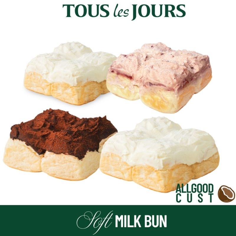 

Tous Les Jours Soft Milk Bun TLJ, Roti Susu Rasa Melon , vanila, Cokelat, Strawberry