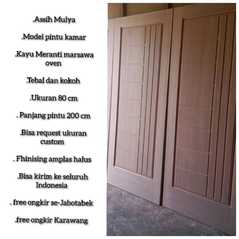 Daun pintu kamar dari bahan kayu Meranti marsawa oven