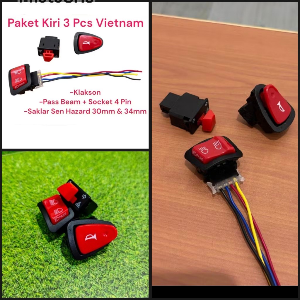 Paket Saklar Honda Model Vietnam Kiri 3 Pcs Pass Beam Saklar Sen Hazard Saklar Klakson Untuk Beat St