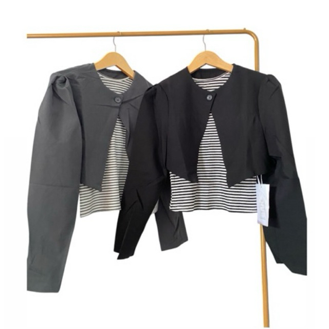 Set Atasan Outer Lengan Panjang + Inner Stripe - yukbelanjaa